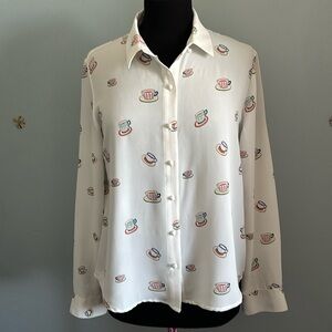 Forever 21 Teacup Button Down Blouse Size M
